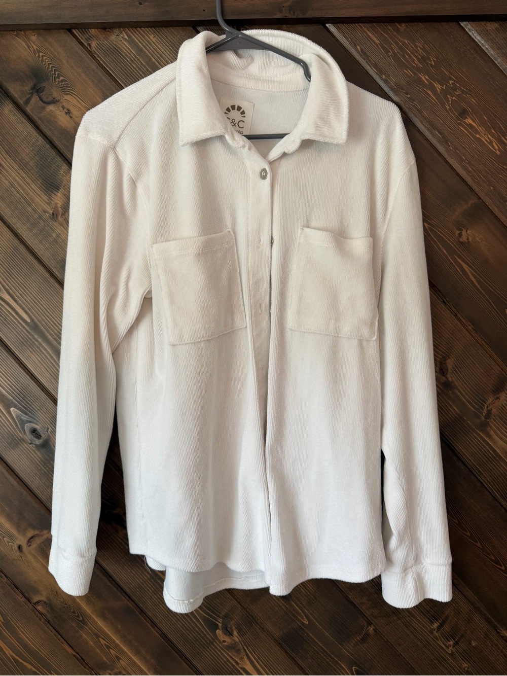Cozy Button-Up Shirt Jacket in Cream